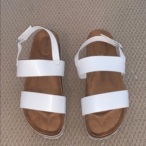 white strapped platform sandals